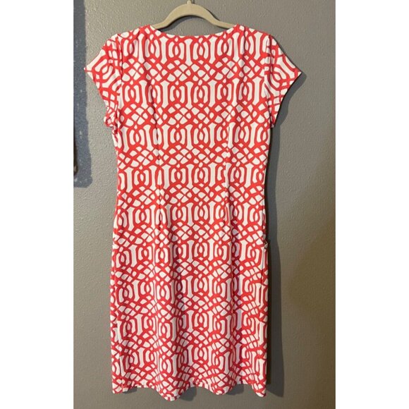 J McLaughlin Dress M Medium Pink White Pockets Short Sleeve Washable Summer - Picture 6 of 7